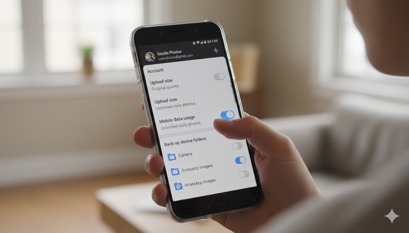클라우드 백업 설정을 통해 스크린샷을 보관하는 스마트폰 화면