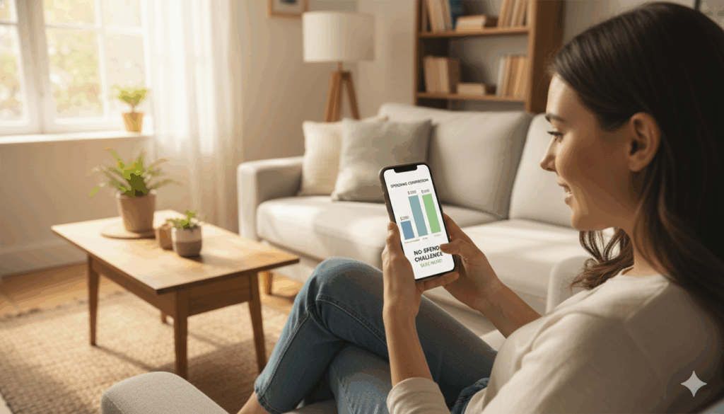 무지출 챌린지로 절약된 금액과 저축액 변화를 비교한 그래프