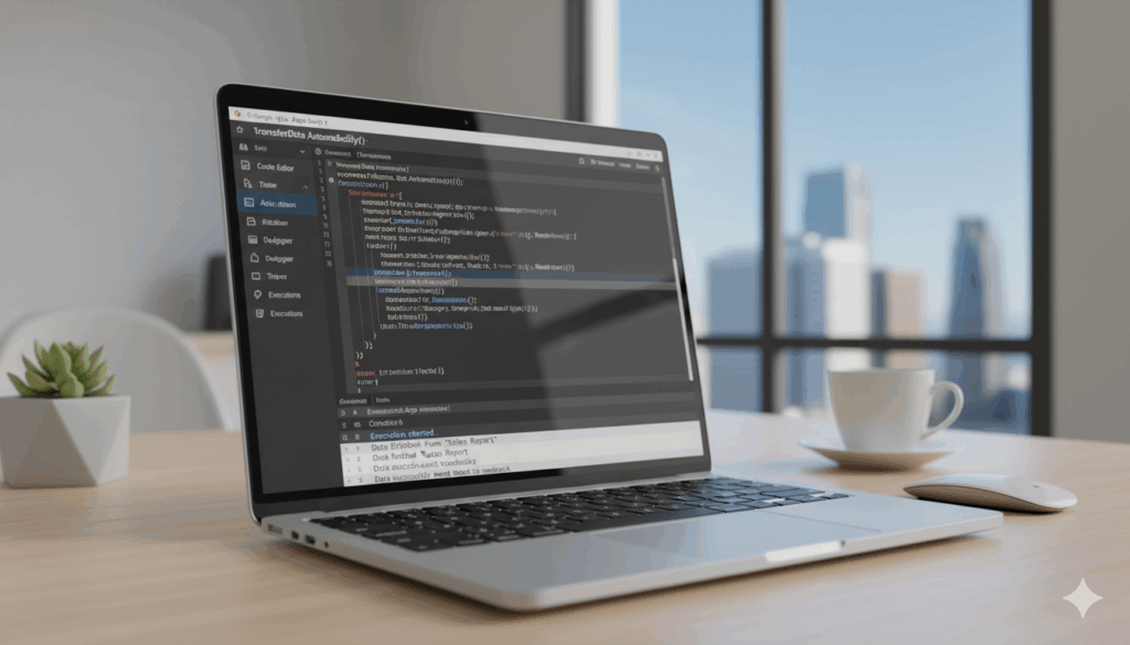 Google Apps Script를 사용해 데이터를 자동 전송하는 예시 화면